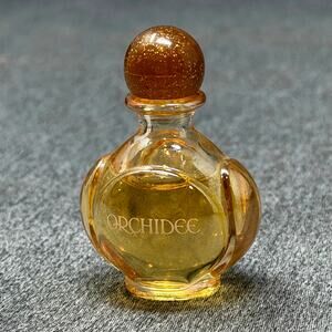 Vintage Yves Rocher Orchidee EDT Mini Perfume Bottle Gold Glitter Lid 70% Full